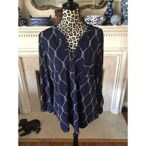 DNA Couture Tunic Knit Top Pullover Size 3X Roll-Tab Sleeves Blue Women's  G4